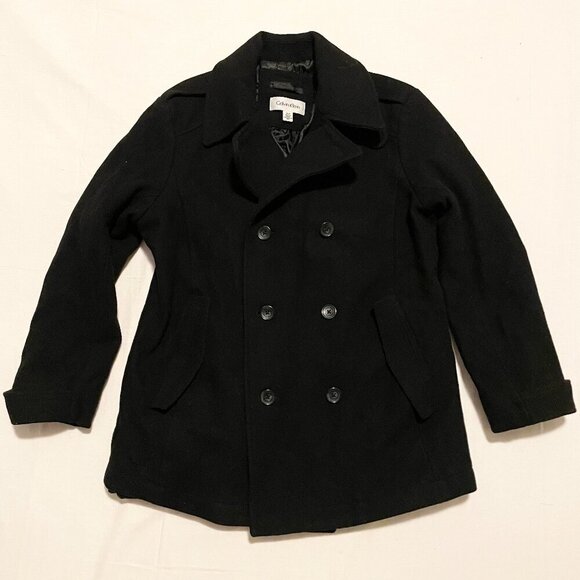 Calvin Klein Wool Blend Peacoat Womens Small - Picture 1 of 16